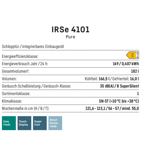 LIEBHERR利勃海尔 IRSe 4101 轻松新鲜 嵌入式单门冰箱